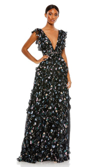 Black Multi Mac Duggal Long Formal Dress 68090