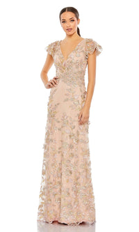 Rose Gold Mac Duggal Long Formal Dress 68192