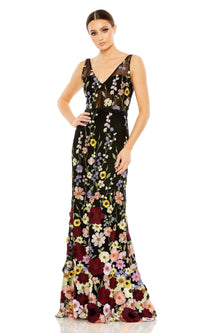 Black Multi Mac Duggal Long Formal Dress 68200