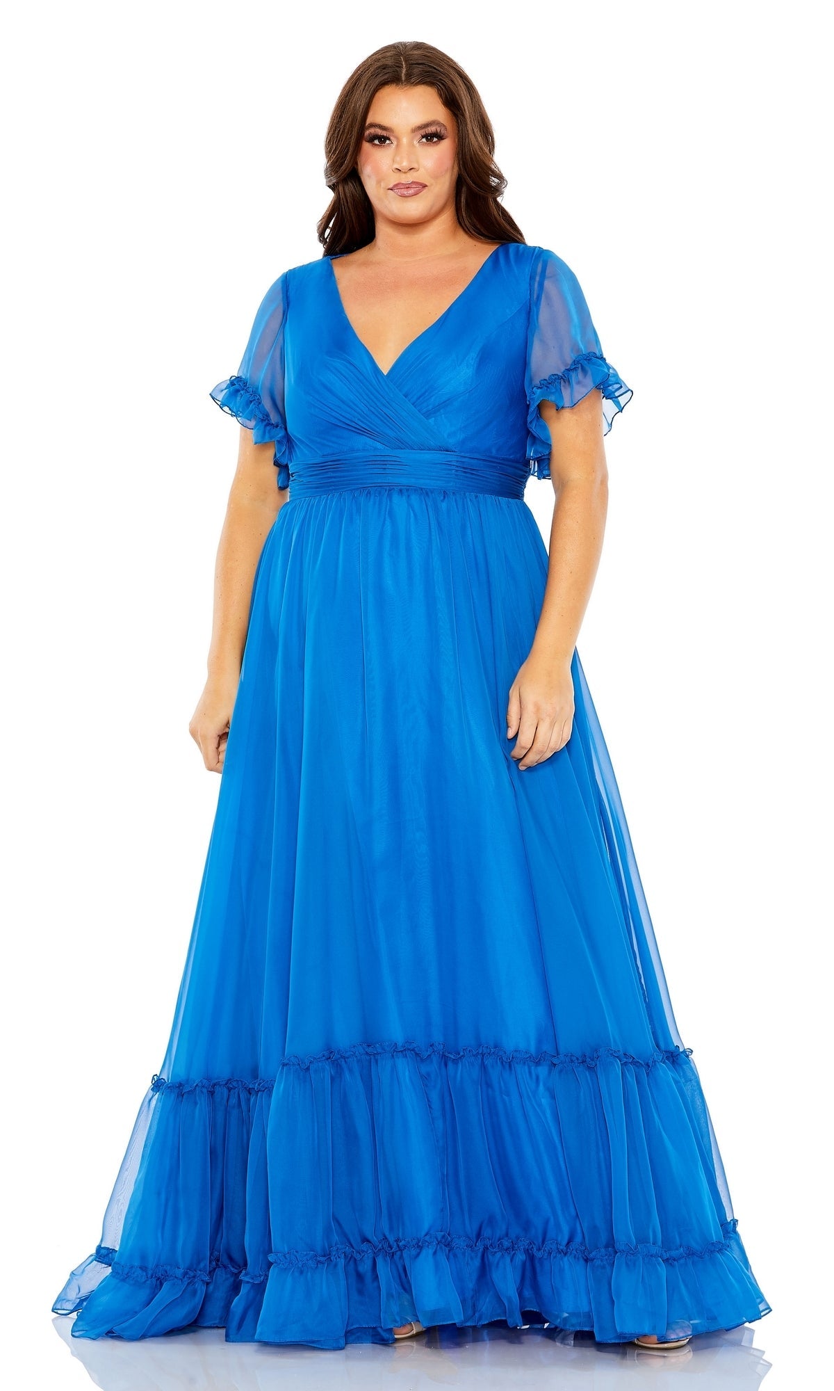 Ocean Blue Mac Duggal Long Plus-Size Formal Dress 68430