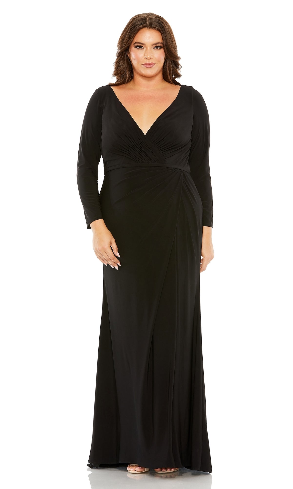 Black Mac Duggal Long Plus-Size Formal Dress 68442