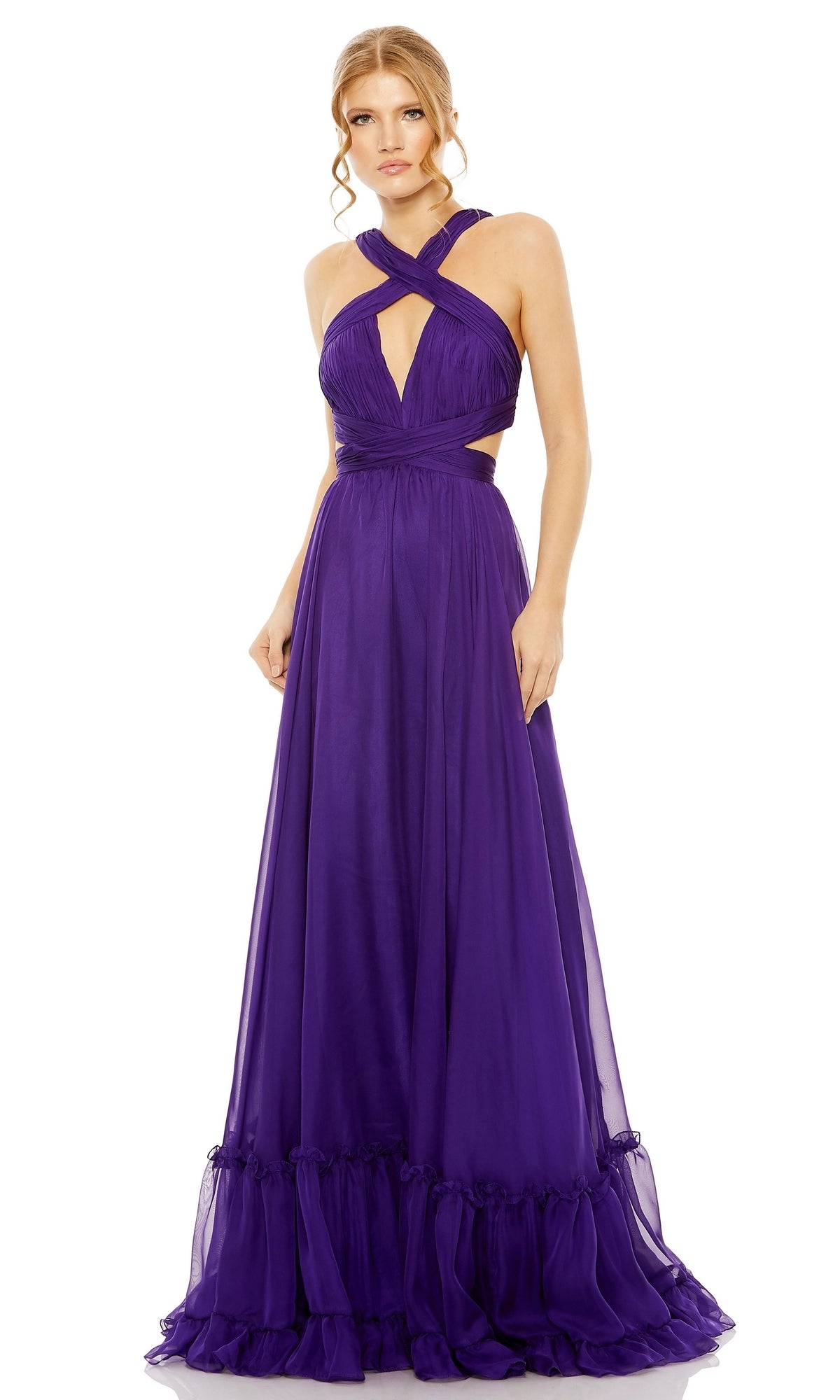 Purple Mac Duggal Long Formal Dress 68474