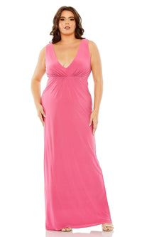 Hot Pink Mac Duggal Long Plus-Size Formal Dress 68536