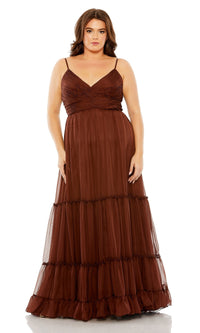 Chocolate Mac Duggal Long Plus-Size Formal Dress 68542