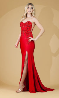 Red Amelia Couture Long Formal Dress 7052