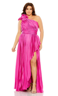 Hot Pink Mac Duggal Long Plus-Size Formal Dress 77003