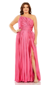 Hot Pink Mac Duggal Long Plus-Size Formal Dress 77005