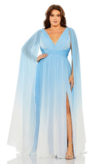 Blue Ombre Mac Duggal Long Plus-Size Formal Dress 77010