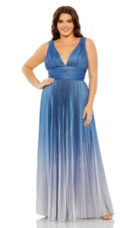 Sapphire Ombre Mac Duggal Long Plus-Size Formal Dress 77016