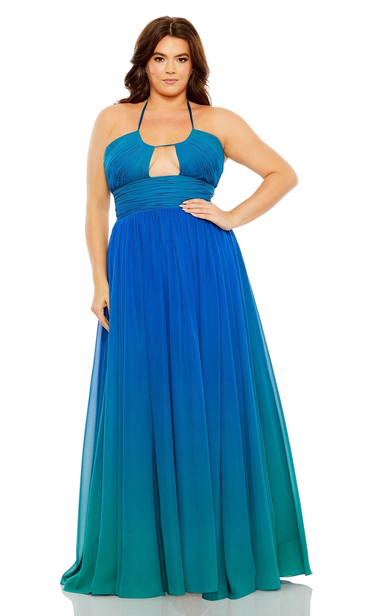 Ocean Ombre Mac Duggal Long Plus-Size Formal Dress 77017