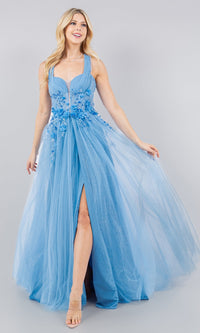 Dusty Blue Cinderella Couture Long Formal Dress 8076j