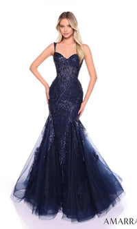 Navy Amarra Long Formal Dress 88132