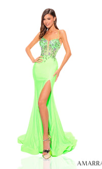 Neon Green Amarra Long Formal Dress 88651