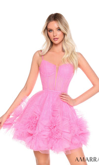 Pink Short Corset Ruffled Hoco Dress 88677 by Amarra