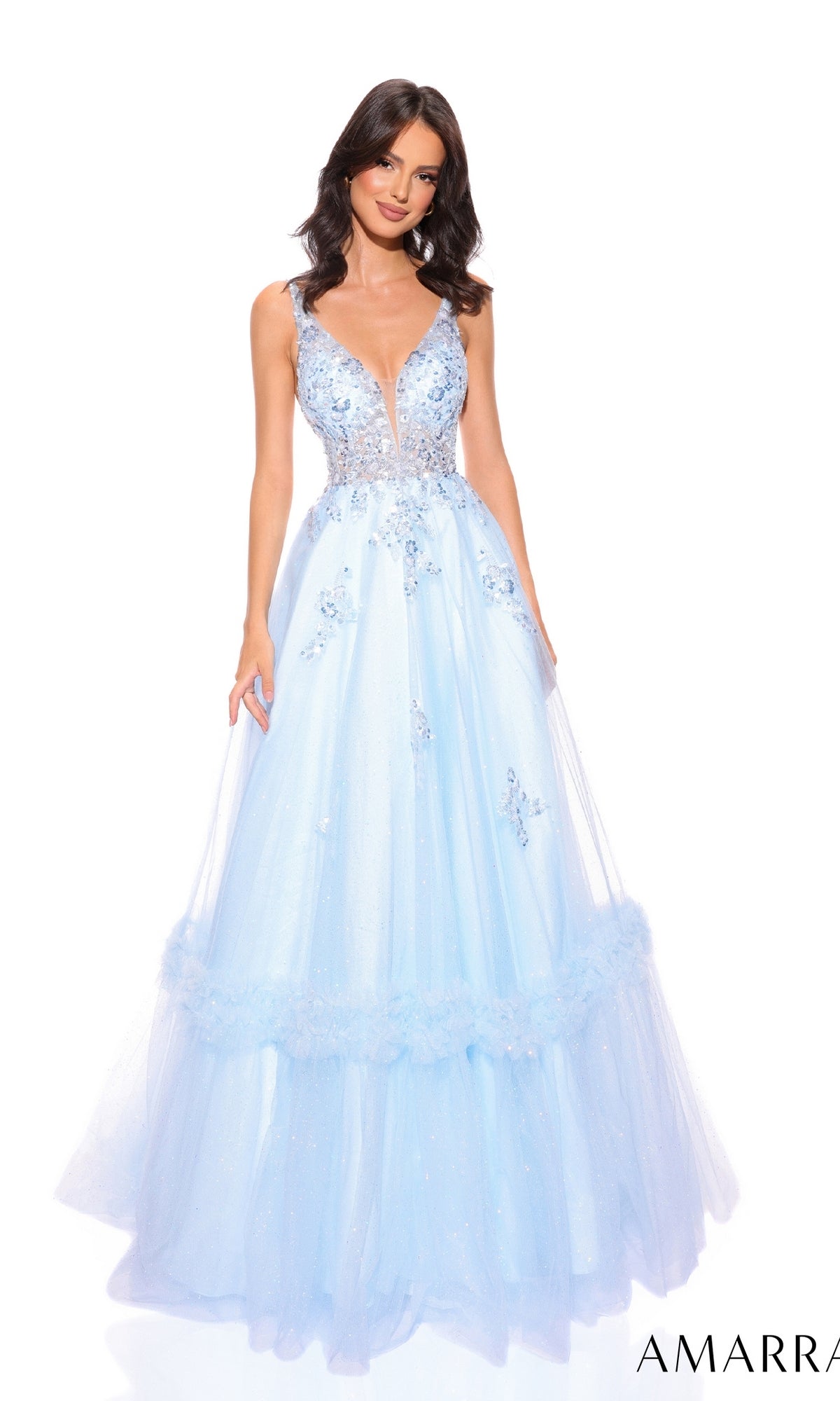 Light Blue Amarra Long Formal Dress 88744