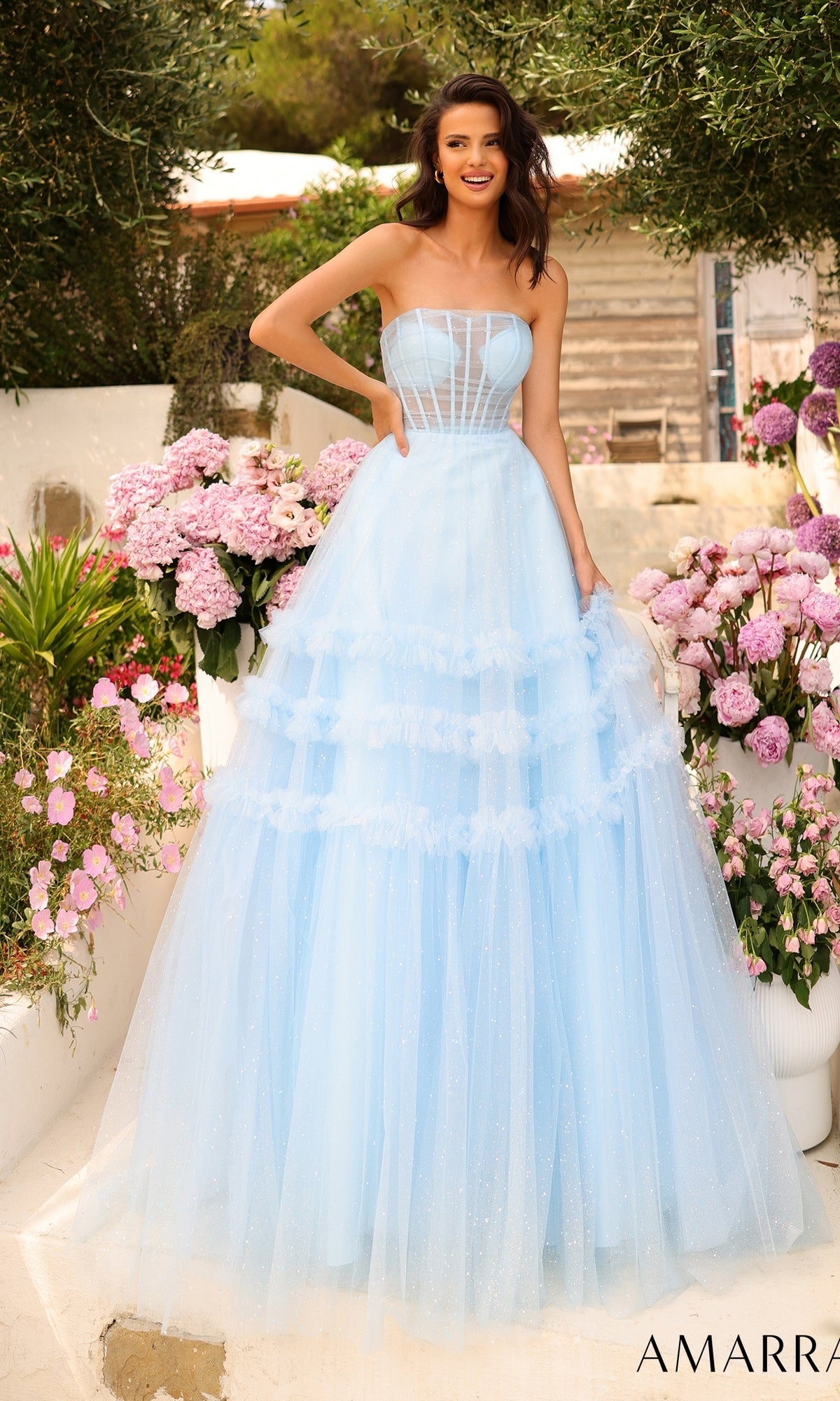 Light Blue Amarra Long Formal Dress 88794