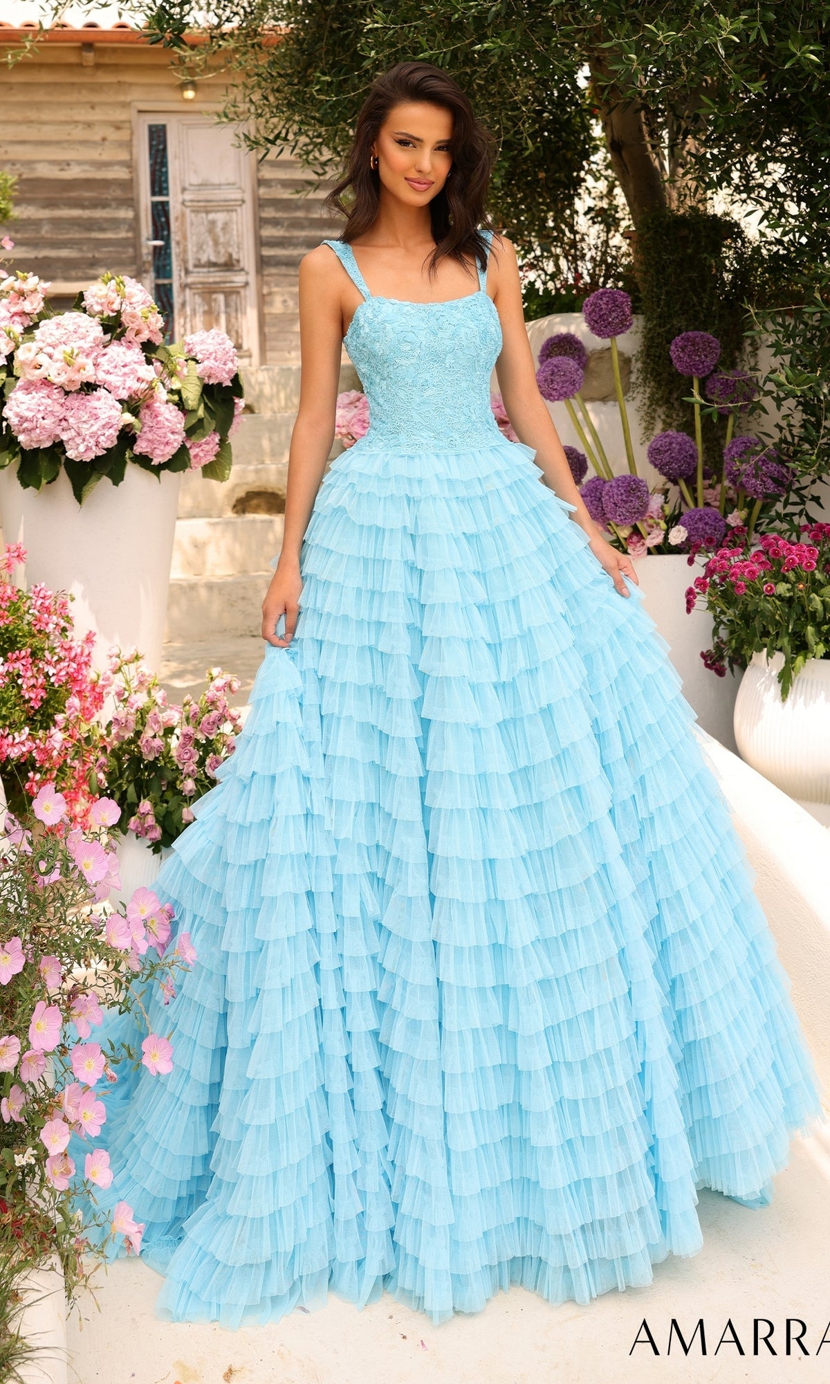 Light Blue Amarra Long Formal Dress 94026