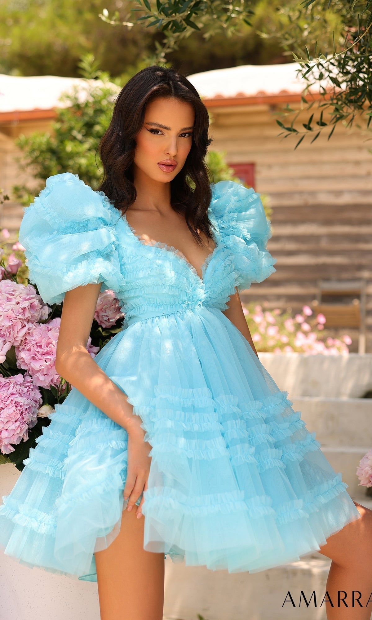 Light Blue Amarra Short Party Dress 94043