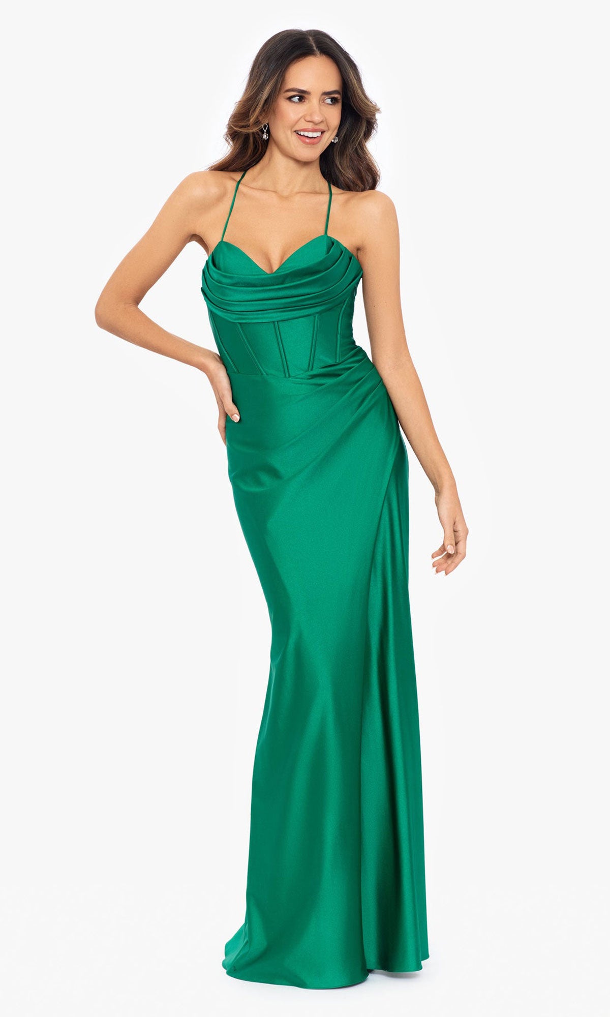 Green Formal Long Dress A25610 by Betsy and Adam