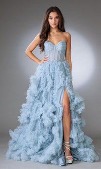 Vintage Blue Amelia Couture Long Formal Dress ac0019