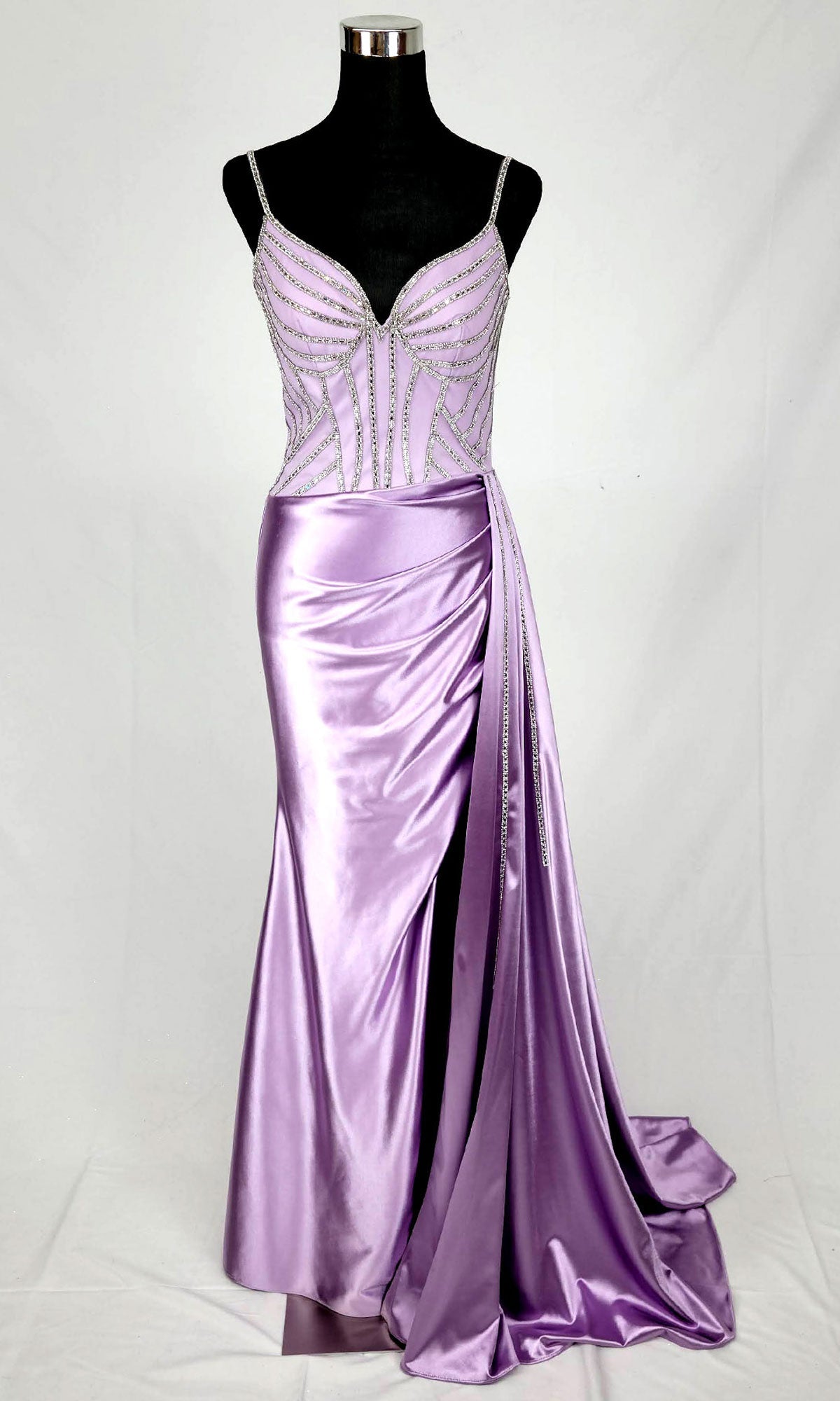 Lilac/Silver Chicas Long Formal Dress c343