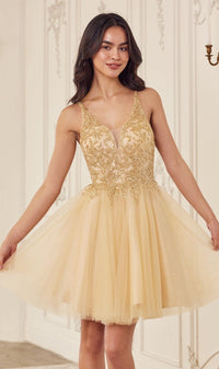 Champagne Ladivine Short Party Dress cy022