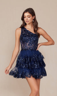 Navy Blue Nox Anabel Short Party Dress k855