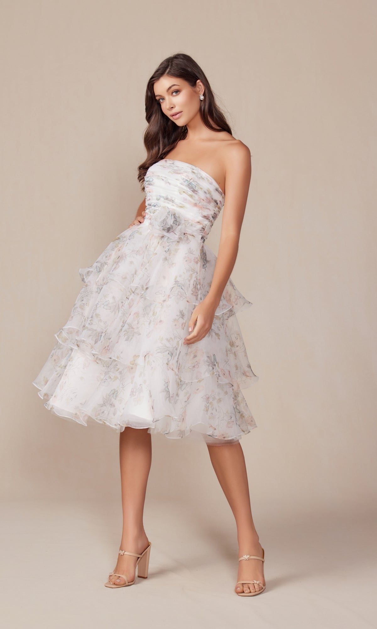 White Flower Nox Anabel Short Party Dress q842