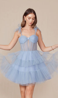 Dusty Blue Nox Anabel Short Party Dress y858