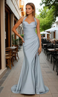 Dusty Blue Ladivine Long Formal Dress CD796