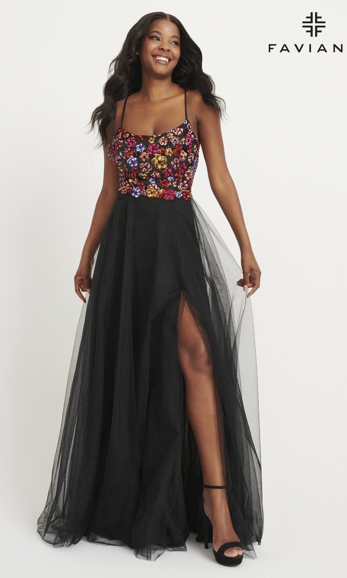 Black and Gold Prom Dress Faviana