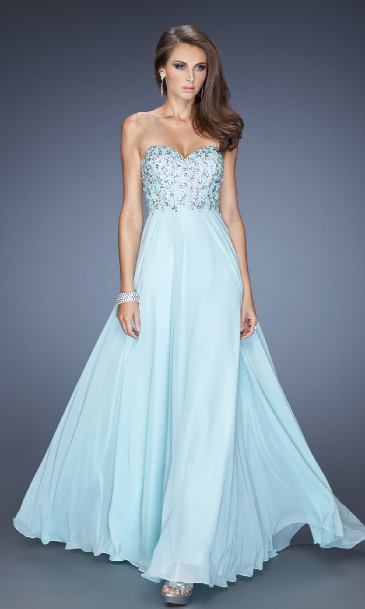 Seafoam Full Length Strapless Sweetheart Dress