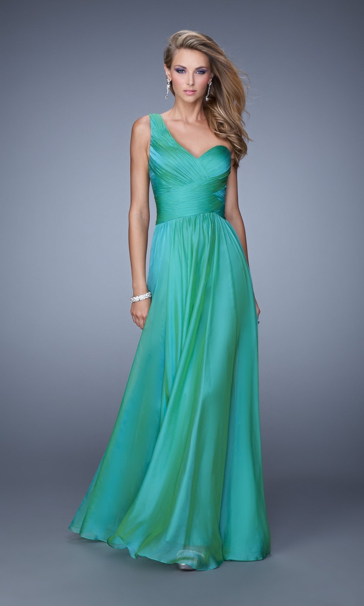 Jungle Green Long La Femme Gown 20639