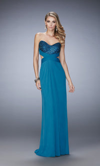 Teal Long Formal La Femme Dress 22454