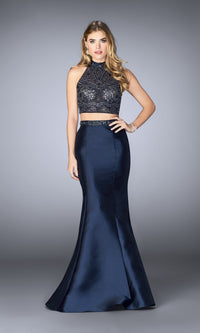 Navy Long La Femme Gown 24388