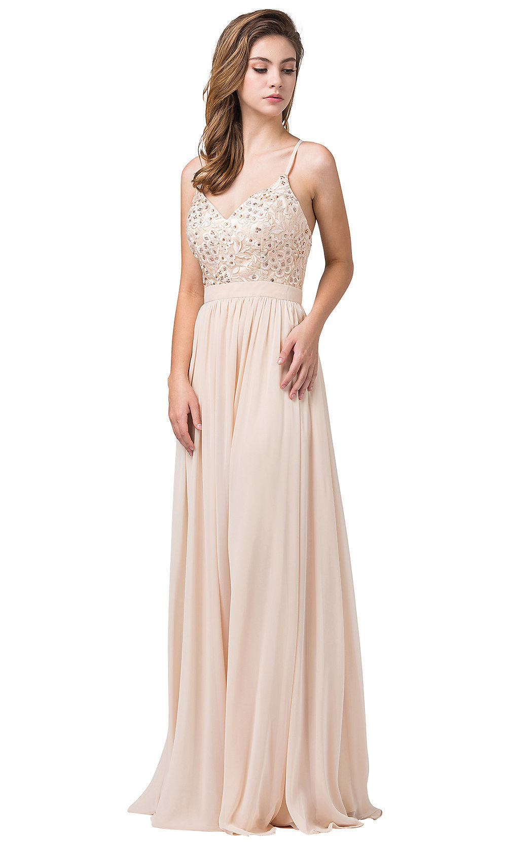 Classic Chiffon Formal Dress with Embroidered Bodice