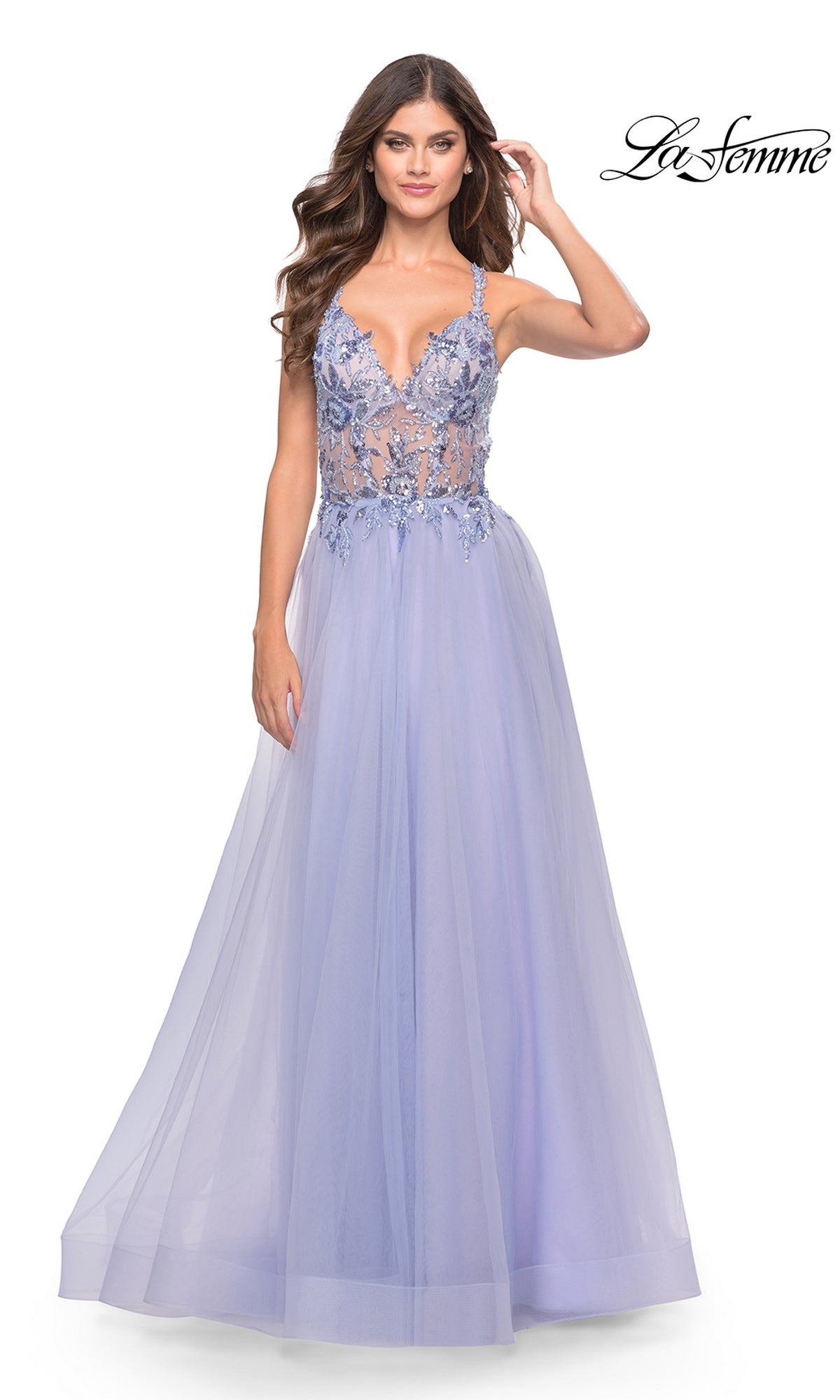 La Femme Periwinkle Prom Dresses