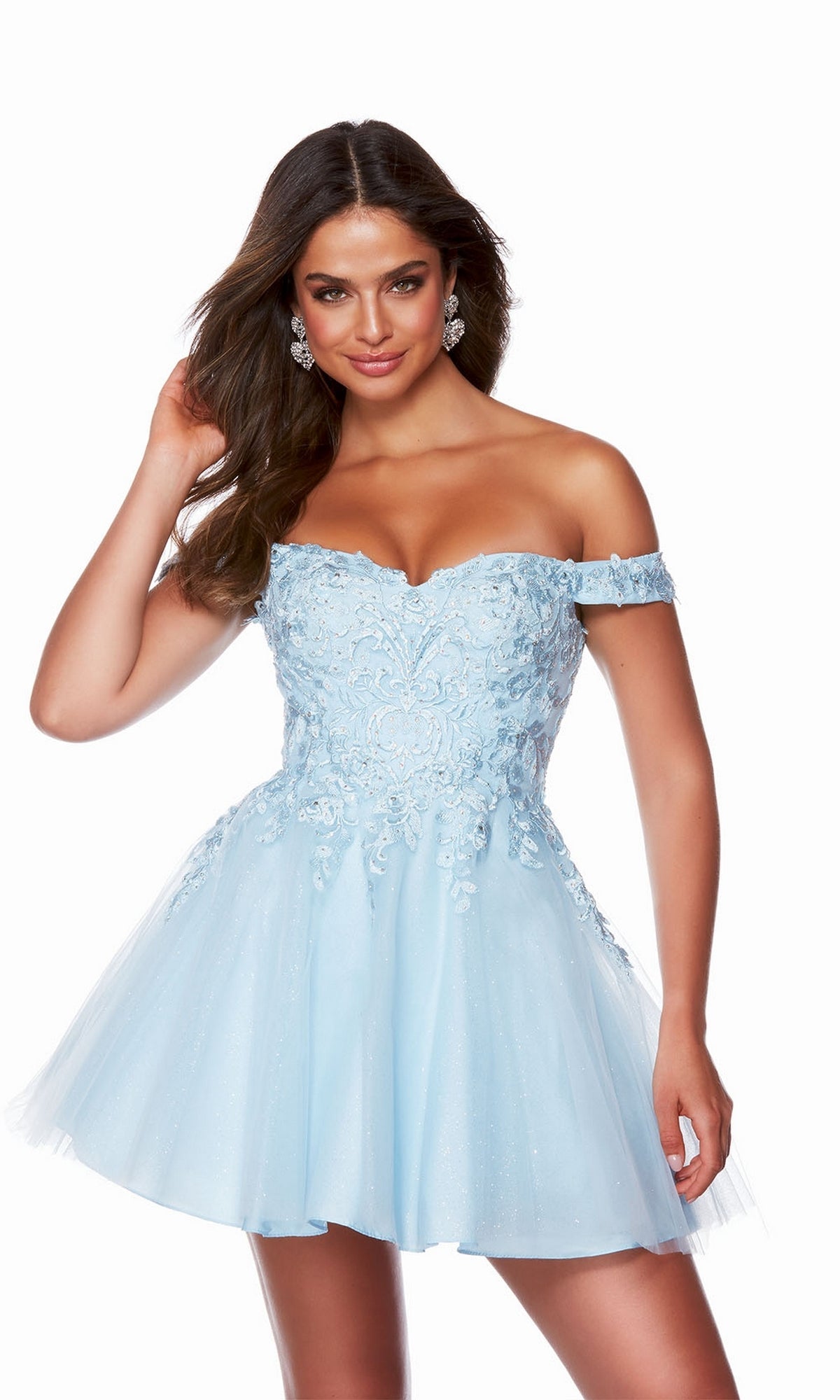 Off-Shoulder Babydoll Homecoming Dress 3156