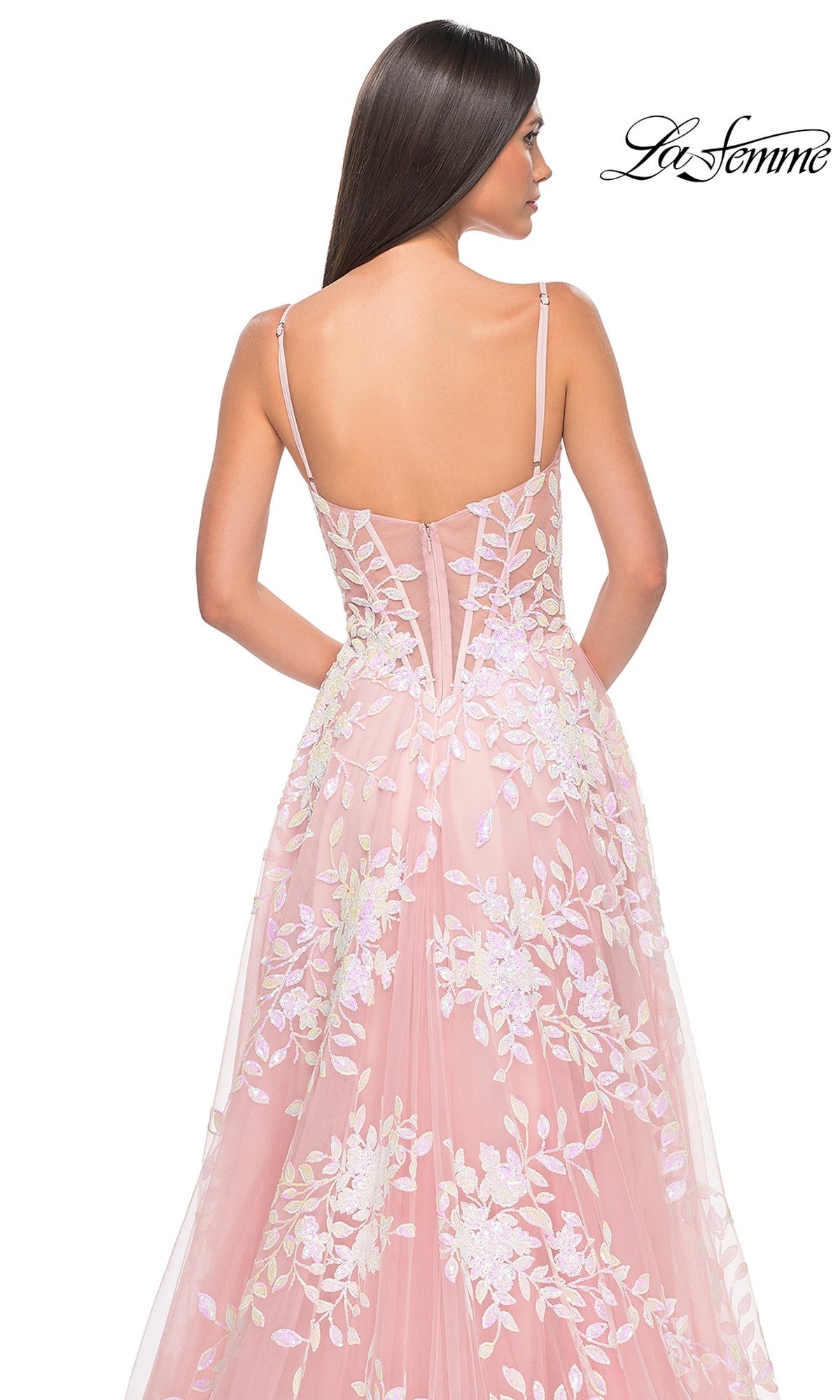 La Femme Prom Dresses Pink Lace