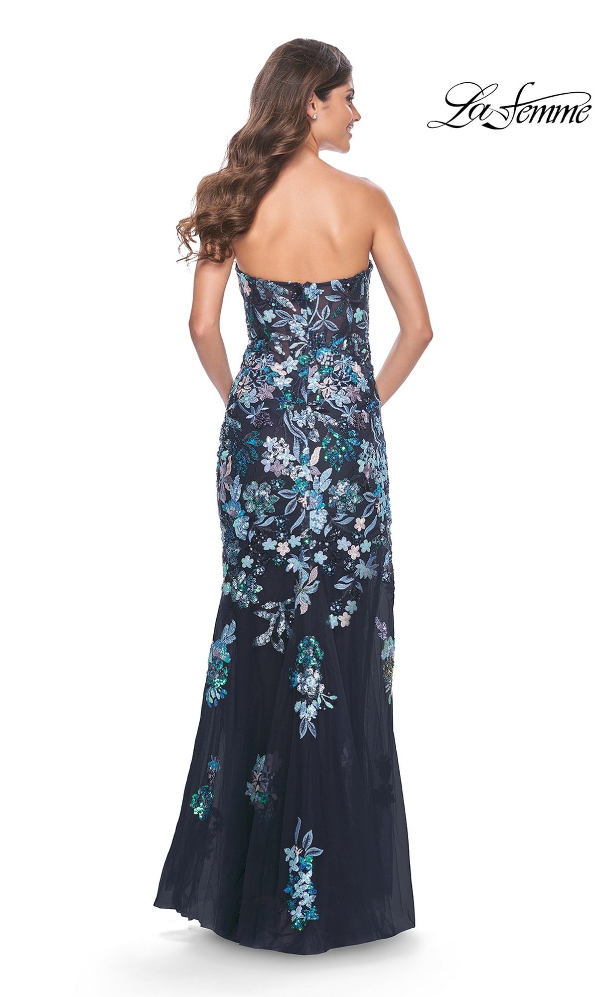 La Femme Navy Prom Dress