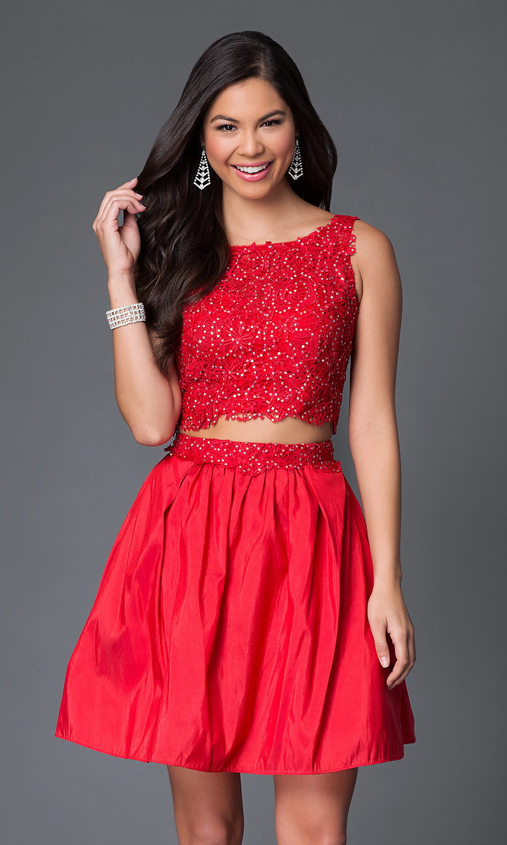 Short Red Two Piece Dress