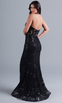 Simply Black Halter Strap Sheath Long Formal Dress - Promfy