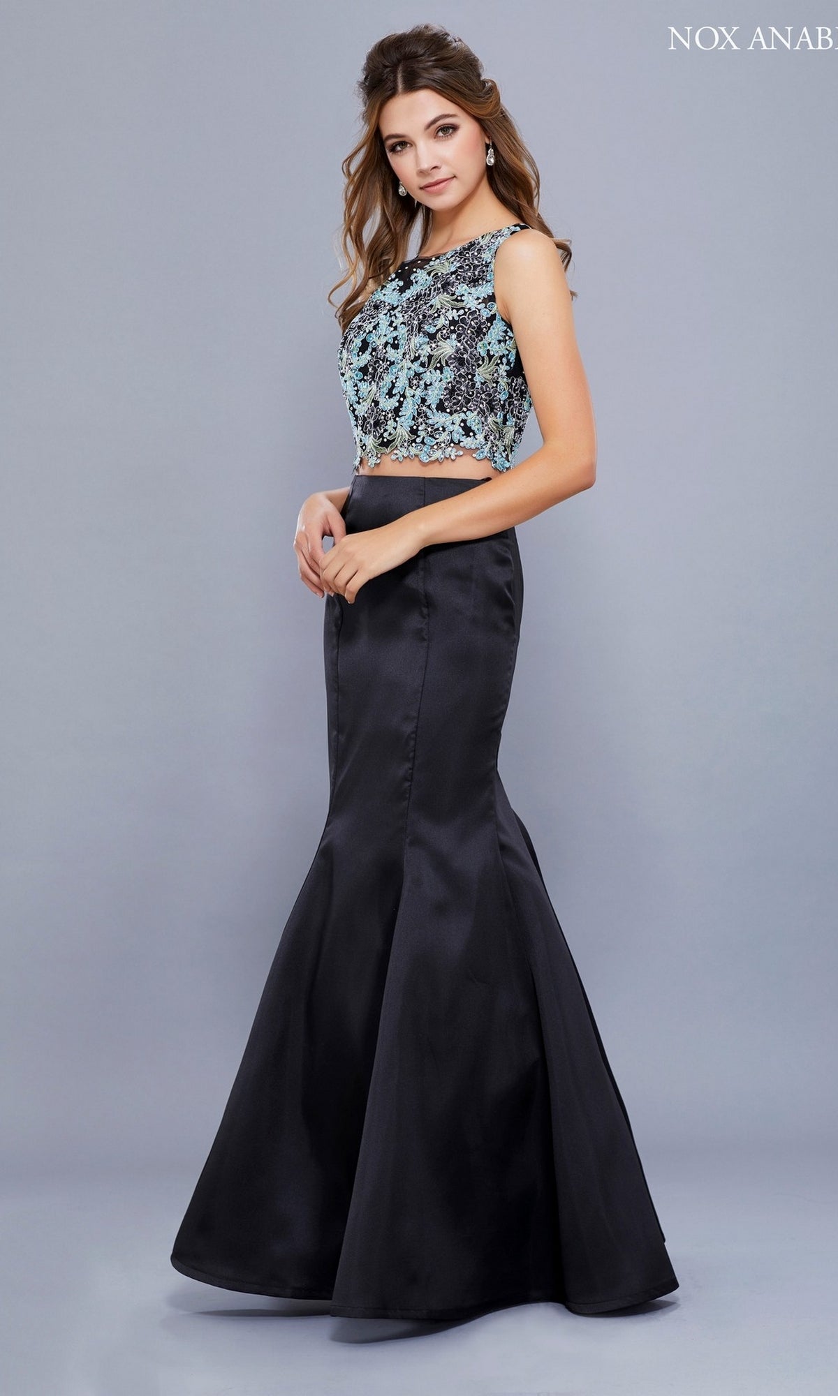 Embroidered two outlet piece prom dress