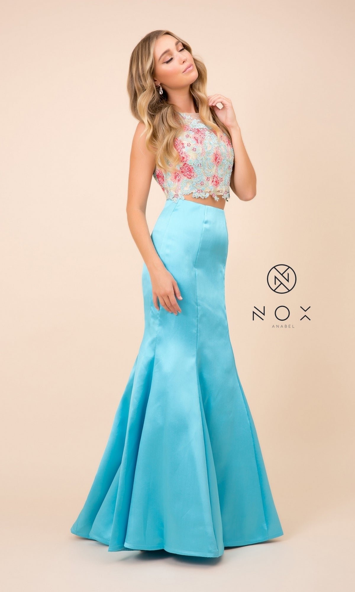 Two piece outlet mermaid gown