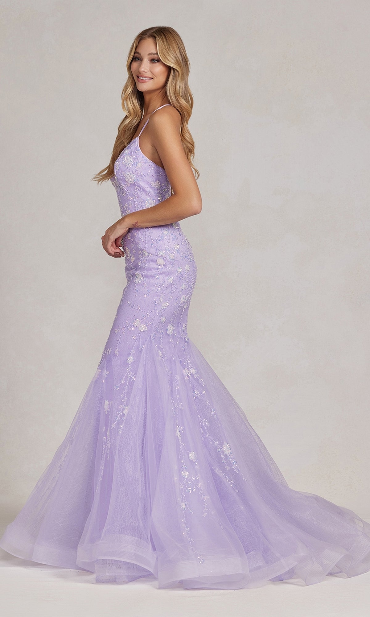 Light purple mermaid hot sale prom dress