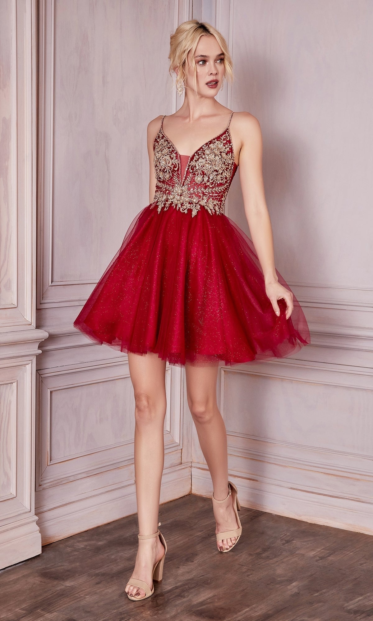 Burgundy and gold dress 2024 short