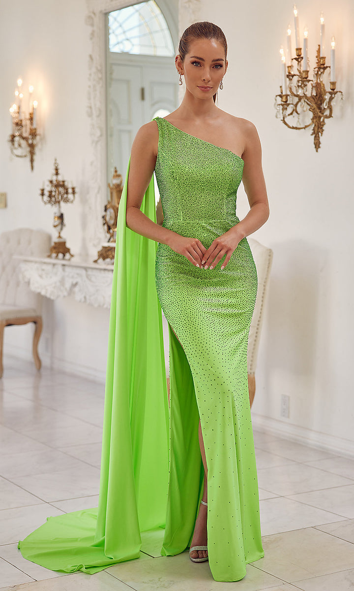 One shoulder lime outlet green dress