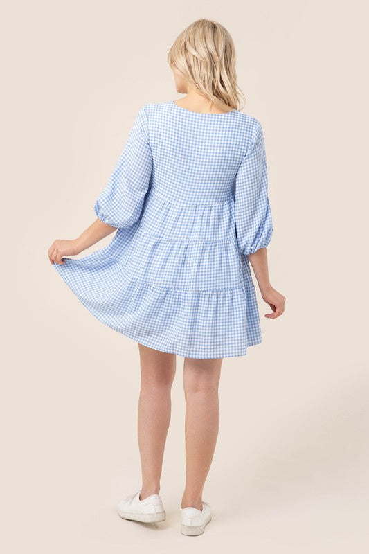 light blue casual dress with sleeves