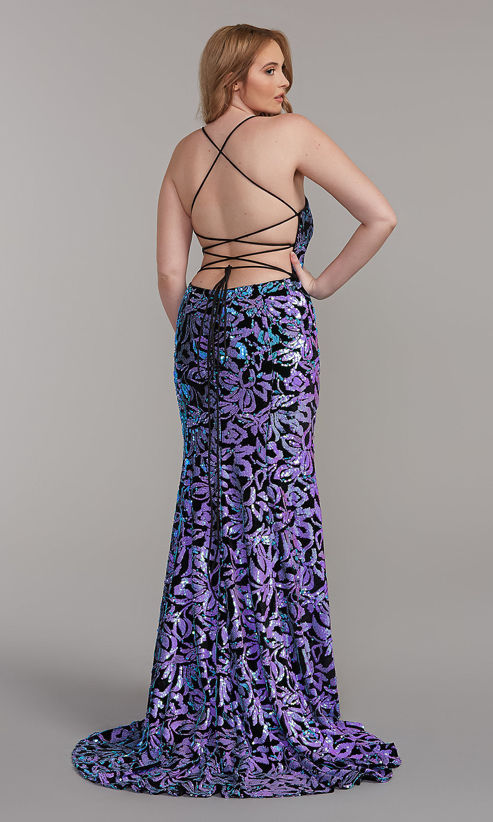 Blue Animal Print Prom Dress