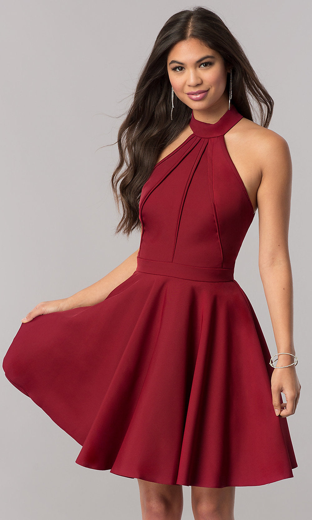 High-Neck Short A-Line Homecoming Dress with Racerback